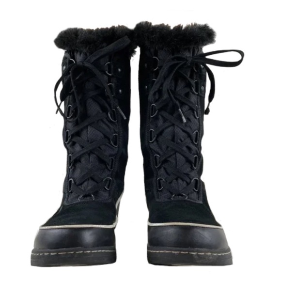 Sorel Tivoli III High Black Suede Leather Mid-Calf Lace Up Winter Snow Boots - Picture 7 of 14